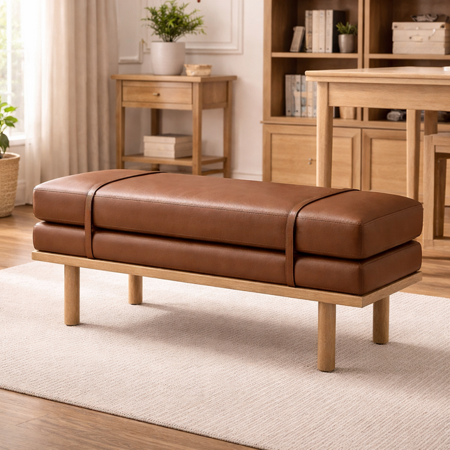 Havn Rest Japandi Upholstered Bench Scandinavian Minimal Living Dining Entryway Furniture