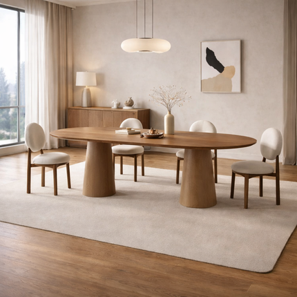 Orla Haven Oval Dining Table Japandi Scandinavian Design Premium Finish Sculptural Pedestal Base Ideal for Dining Room