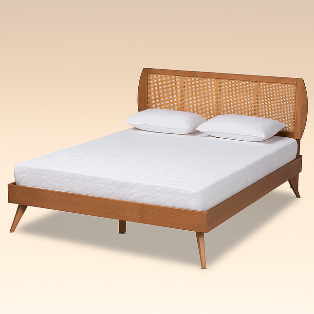 OakBend Contemporary Curved Rattan Platform Customisable Bed for Guest Spaces - Uber Decor