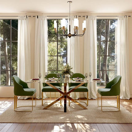 Crystalhaven Dining Table with Tempered Glass Top Modern Luxury Design for Dining Room and Kitchen Area