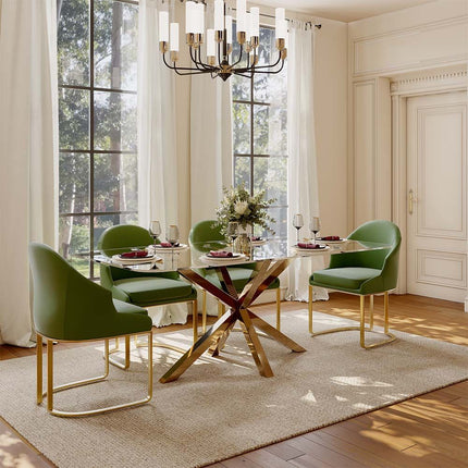 Crystalhaven Dining Table with Tempered Glass Top Modern Luxury Design for Dining Room and Kitchen Area