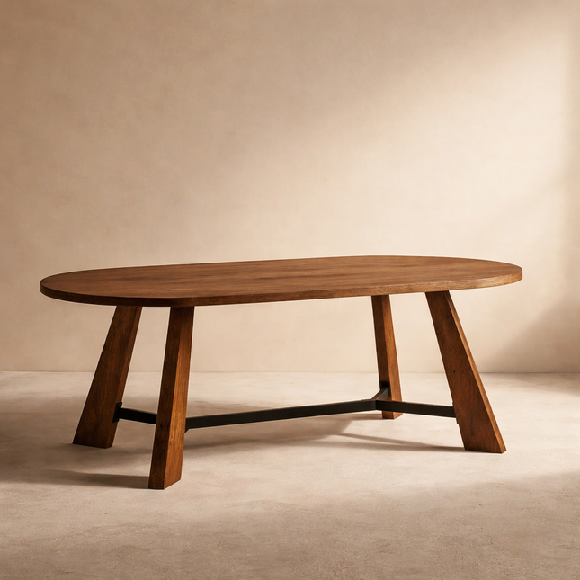 Terren Form Oval Dining Table Mid Century Scandinavian Design Angled Legs Ideal for Dining Room Conference Table or Home Office Desk