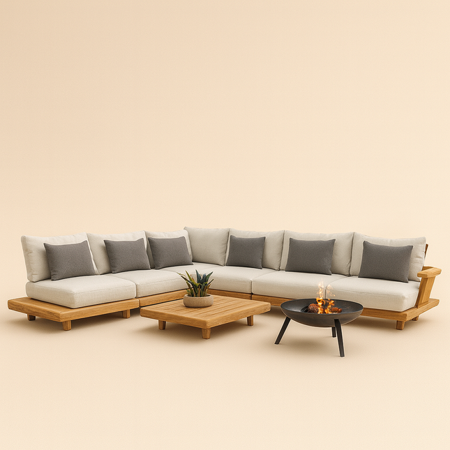 Nairobi Sectional Sofa with Chaise Modern Japandi Solid Wood Frame Sofa