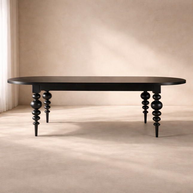 Ebon Nest Oval Dining Table Classic Contemporary Design with Turned Wooden Legs for Dining Room