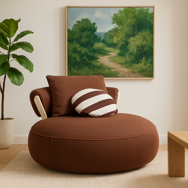 Choco Swirl Lounge Chair Playful Postmodern Accent Statement Seating for Modern Living Room and Bedroom Interiors - Uber Decor