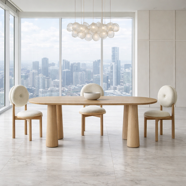 Lynne Haven Oval Dining Table Scandinavian Japandi Design Sculptural Tapered Legs Ideal for Dining Room