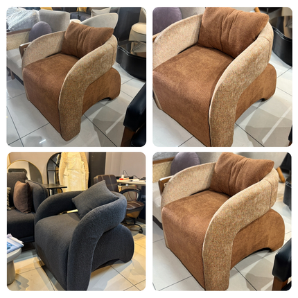 Syrena Open U-Back Curved Upholstered Accent Armchair with Pillow - Uber Decor