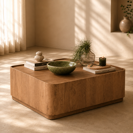 Fen Rectangular Coffee Table Modern Transitional Neo Classic European Designer Center Table Custom Finish Minimal Block Table for Formal Lounge