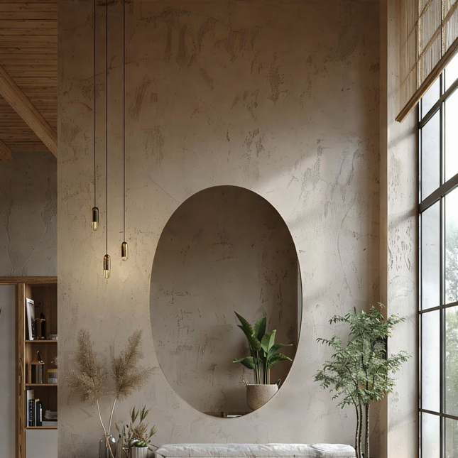 Glowza Frameless Oval Wall Mirror Minimalist Silhouette - Uber Decor