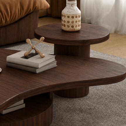 Rio Bianco Cloud Coffee Table – In Stock Dark Walnut Brown Sculptural Center Table