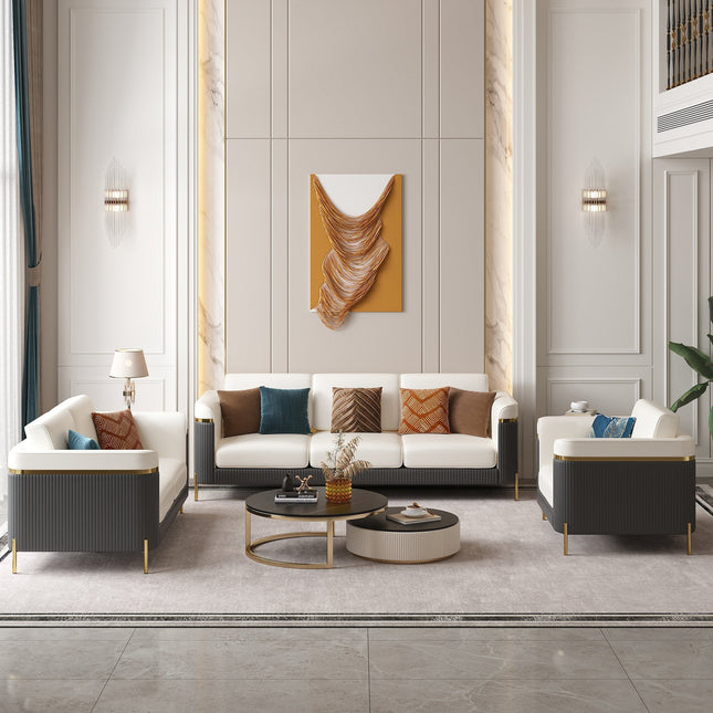 Nicosia Luxury Modern Art Deco Sofa with Fluted Base Design Customisable Designer Couch for Executive Interiors