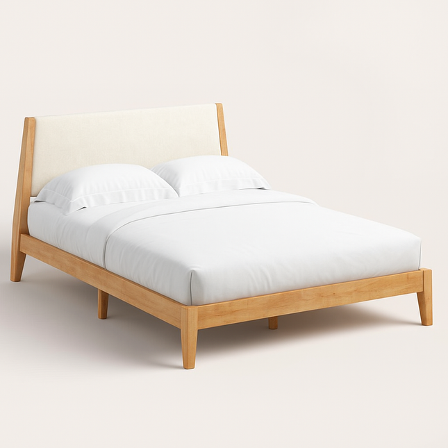 MapleMist Upholstered Platform Customisable Bed for Contemporary Bedrooms - Uber Decor