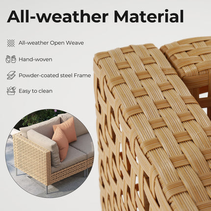 Sunvale Retreat PE Rattan Wicker Sectional Outdoor Sofa Set, Patio Conversation Garden Lounge Set for Poolside Terrace Porch