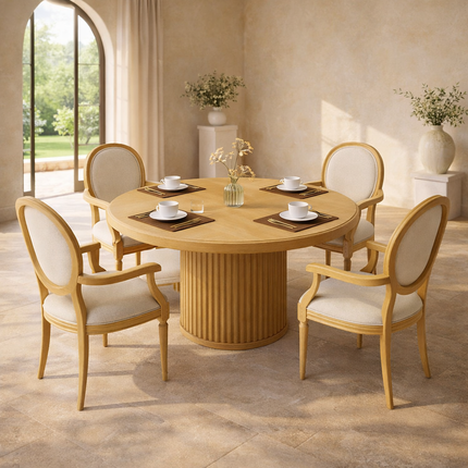 Bellewood French Round Dining Table – Custom Solid Wood Dining Table for Formal Dining Room