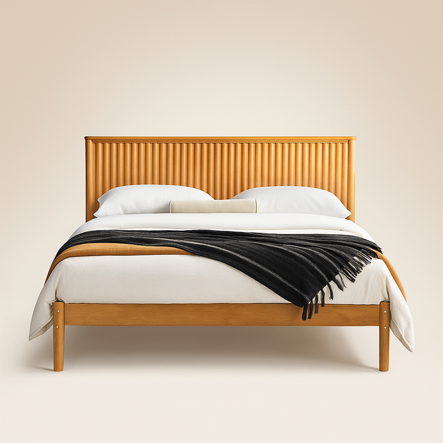 BirchRipple Contemporary Wooden Slat Platform Customisable Bed for Relaxed Interiors - Uber Decor