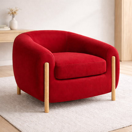 Tayra Accent Chair- Cute Oversized Upholstered Barrel Chair with Extra Depth and Height Seating
