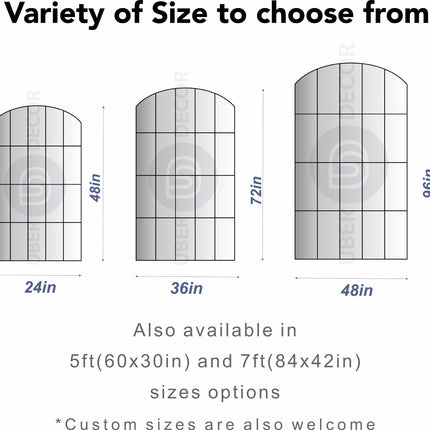 ReflectBow- Soft Arched Top Full Length Window Style Metal Framed Large Size Mirror for, Bedroom, Living Room or Outdoor - Uber Decor