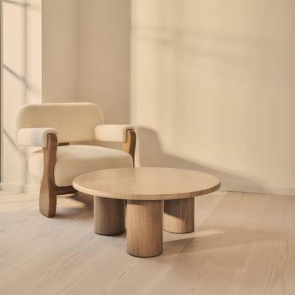 Salado Coffee Table Modern Soft Minimal Organic Luxe Inspired Designer Center Table Custom Finish Multi Pillar Table for Elegant Lounge Setting