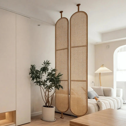 RAVENI Handcrafted Wooden Rattan Room Divider for Living Rooms, Lounges & Open Homes with Made-to-Order Customisation