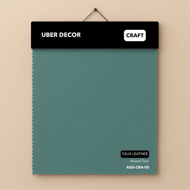 CRAFT- Leatherette Faux Leather Upholstery Fabric- Muted Teal - Uber Decor