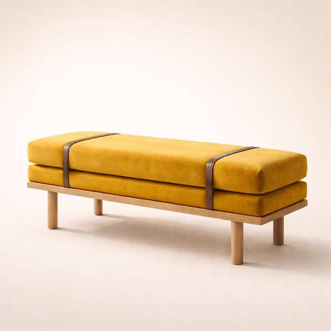 Havn Rest Japandi Upholstered Bench Scandinavian Minimal Living Dining Entryway Furniture
