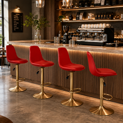 Ruvo Adjustable Hydraulic Bar Stool Modern Counter Chair Mid Century Contemporary Kitchen Island Breakfast Bar Cafe Pub Seating