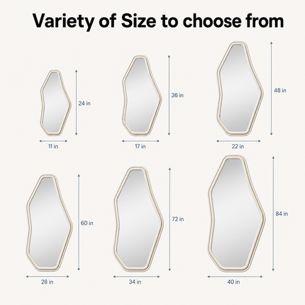 EdgeCraft Irregular Asymmetric Wall Mirror- Suede Velvet Upholstered Frame Fabric Mirror for Bedroom