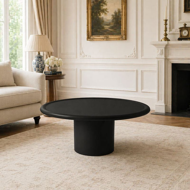 Piave Modern Glossy Round Minimalist Center Table with Pedestal Base for Living Room
