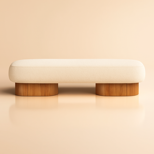 Metro Calm Contemporary Rounded Base Bench Modern Minimal Customisable Seating for Living Bedroom Lounge and Entryway