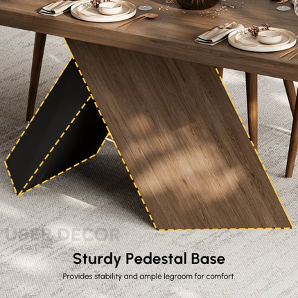 Marvello Solid Wood Dining Table Modern Contemporary Design with Sculptural Wooden Base for Formal Dining Room