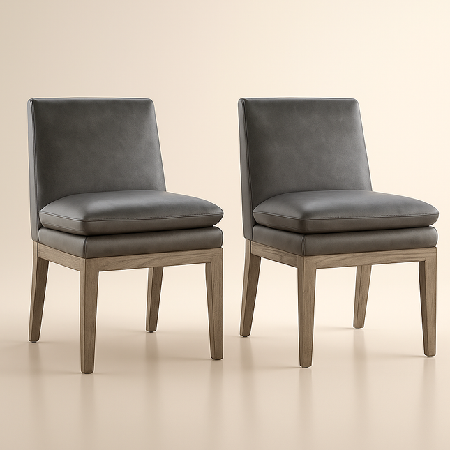 Cavara Contemporary Dining Chair Set of 2 Modern Solid Wood Base Custom Made Design Ideal for Dining Room Formal Dining Hall - Uber Decor