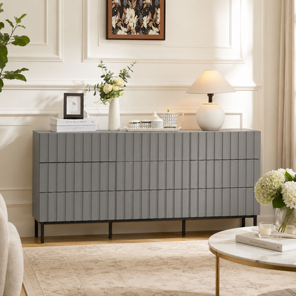 Raven Noir 9-Drawer Contemporary Japandi Cabinet for Living Room, Bedroom, Office & Entryway