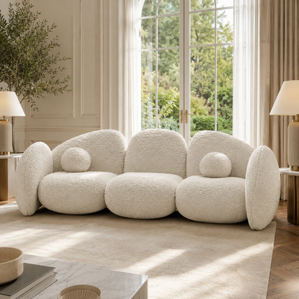 Rumi Modern Wabi Sabi Pebble Sofa, Luxury Sculptural Sofa for Living Room, Lounge Area, Bedroom, Waiting Space
