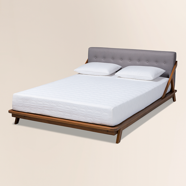 CedarLoom Mid-Century Upholstered Platform Customisable Bed for Urban Interiors - Uber Decor