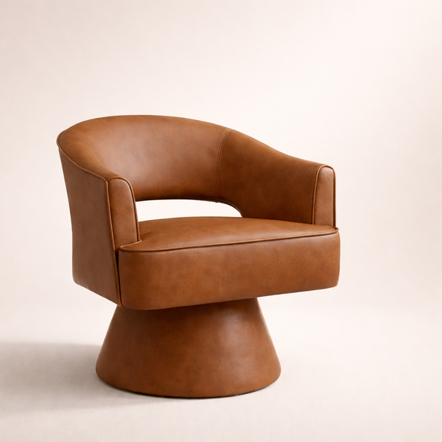Ravelle Modern U-Back Accent Chair - 360 Revolving Swivel Barrel Armchair - Uber Decor