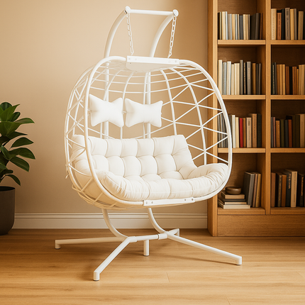 SkyDune Cocoon Swing Chair – Relaxed Contemporary Living | Boho Modern Structure | American Inspired | Porch & Living Room Swing Chair for Patios, Balconies, Studies & Gardens