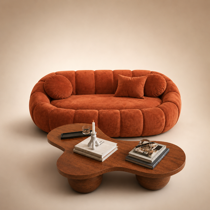 Pumpkin 2 Seater Modern Sofa, Luxury Sculptural Couch for Living Room or Lounge Area Ready to Dispatch Statement Sofa