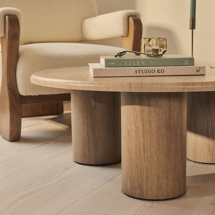 Salado Coffee Table Modern Soft Minimal Organic Luxe Inspired Designer Center Table Custom Finish Multi Pillar Table for Elegant Lounge Setting