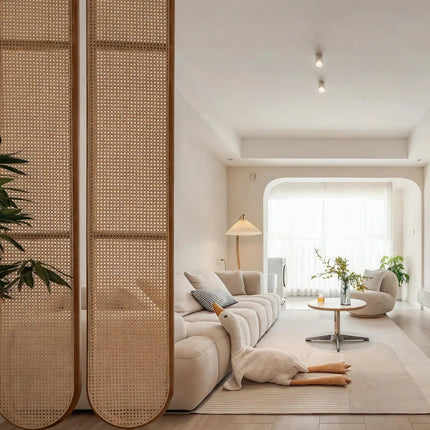 RAVENI Handcrafted Wooden Rattan Room Divider for Living Rooms, Lounges & Open Homes with Made-to-Order Customisation