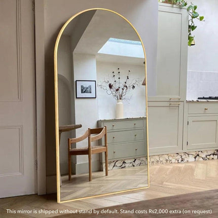 Grand Archway Wide Metal Frame Full Length Bedroom Mirror - Uber Decor