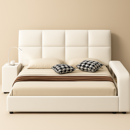 Slumber Edge Contemporary Curved Platform Bed with Storage – Modern Bedroom Essential - Uber Decor