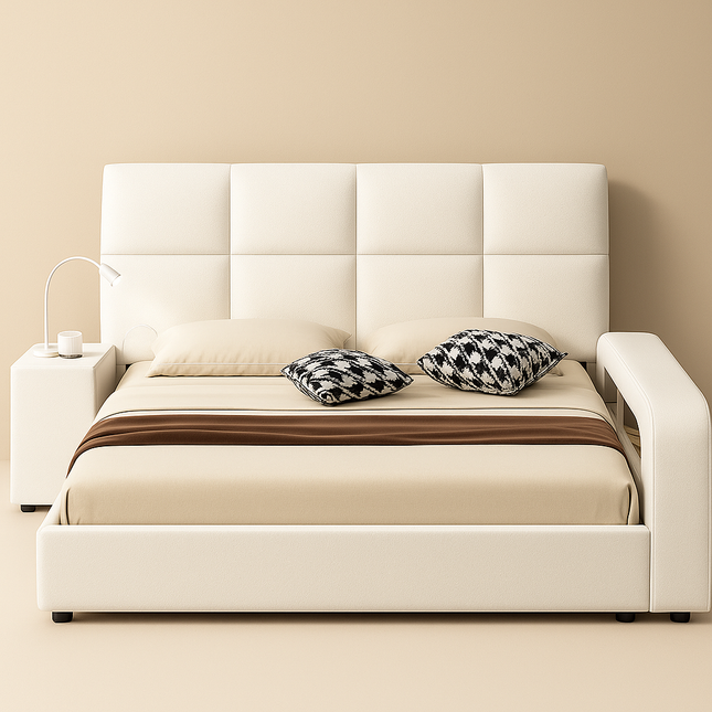 Slumber Edge Contemporary Curved Platform Bed with Storage – Modern Bedroom Essential - Uber Decor