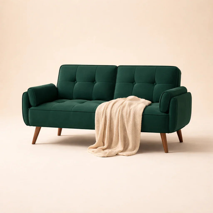 Tangier 75 Inch Futon Sofa - Flared Arm Convertible Sleeper Sofa Bed - Uber Decor
