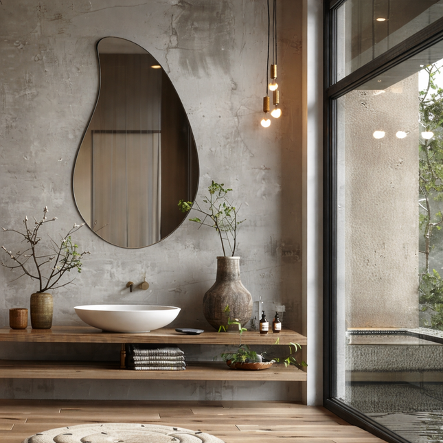 Nahla Raindrop Frameless HD Mirror – Modern Organic Wall Mirror Minimalist Decorative Art Piece