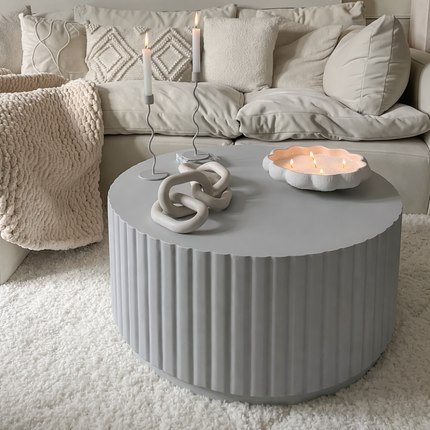 Faro Coffee Table Modern Contemporary Coastal Luxe Inspired Designer Center Table Custom Finish Ribbed Statement Table for Relaxed Living Area