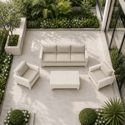 Sunavera Sofa & Chair Set with Center Table Coastal Outdoor Seating for Garden Terraces, Verandas & Poolside Decks