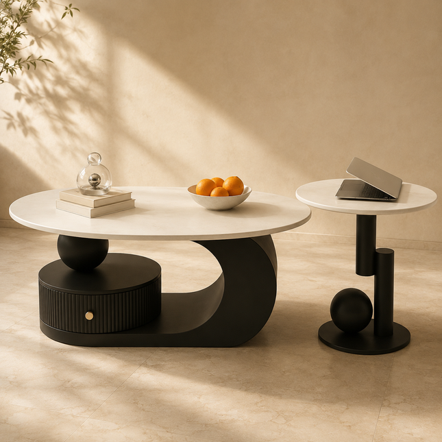 Lena Glide Nordic Coffee Table Versatile Rolling Design for Living Room and Bedroom