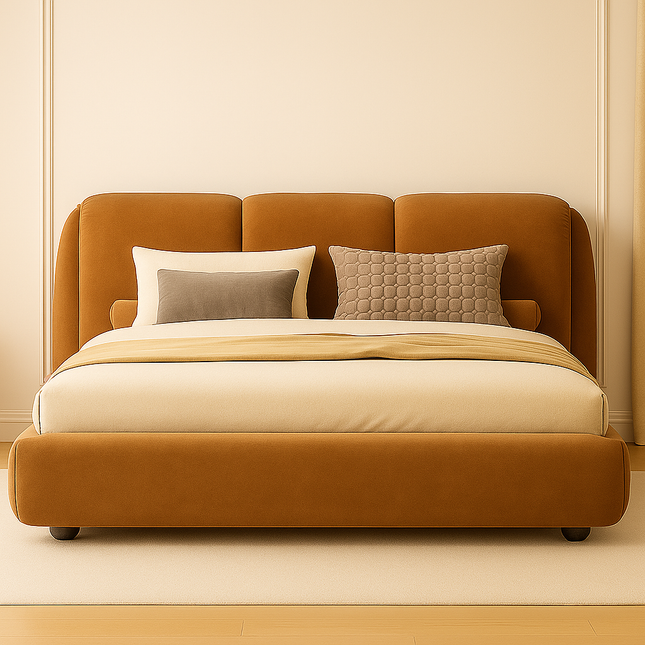 Dreamy Drift Wabi‑Sabi Curved Budget Bed – Modern Bedroom Staple - Uber Decor