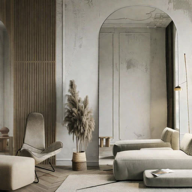 Noira Frameless Full Length Arched Floor Mirror - Uber Decor