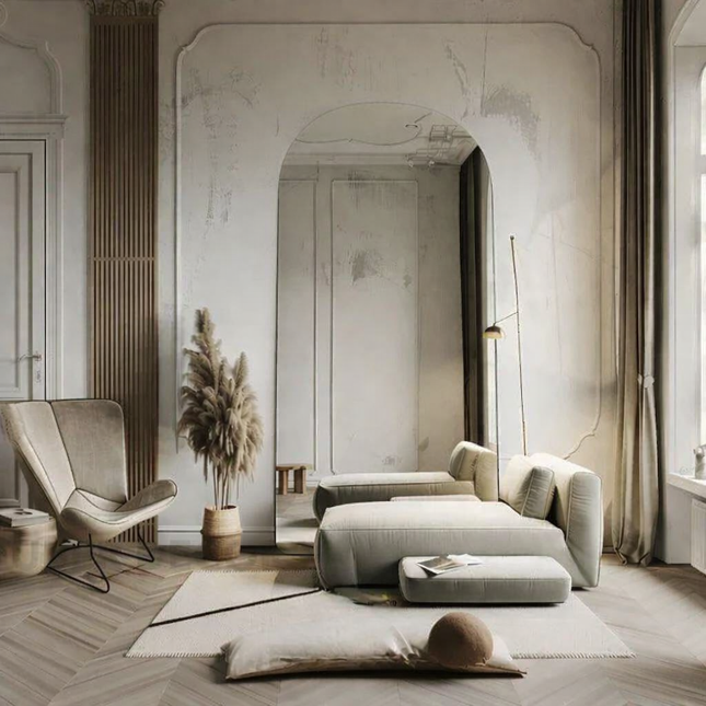 Noira Frameless Full Length Arched Floor Mirror - Uber Decor